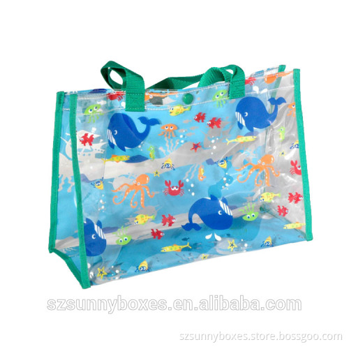 Waterproof Portable PVC Button Closure Tote Handbag
